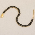 18K gold plated stainless steel tennis bracelet with sparkling black gemstones - Gold-Black / Bracelet
