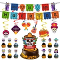Kit festa Dia de los Muertos con striscioni di carta colorati e topper per torte - Set Combinato 2 Dia De Muertos