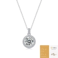 Collana con ciondolo Moissanite in argento S925 con certificato GRA e pietra dal taglio tondo - Collana con Ciondolo Rotondo 1ct (con Certificato GRA)