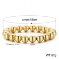 Polished 10mm golden stainless steel bead bracelet with 18cm elastic stretch band - Kb161903-z