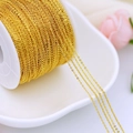 Rotolo di catena a maglie O in rame placcato oro 18K per gioielli fai-da-te e collane - Catena a O piatta da 1,3 mm / Argento spesso