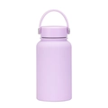 Matte lilac 650ml stainless steel vacuum sports bottle with portable carrying loop handle - Lavender