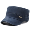 Heren militaire pet in marineblauw katoen met textuur en metalen oogjes - Marineblauw