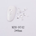 Macro shot of 3x8mm silver alloy mini key nail art charms for DIY jewelry decoration - Bright Silver Key Style (MZH-9742) / 3*8mm