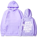 Felpa con cappuccio oversize lavanda con scritta Don't Trip sul retro - Taglia S / Lavanda