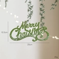 Green glitter Merry Christmas sign ornament for holiday tree decoration, 20cm width - Sequined Letter Sign / Green