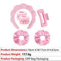 Pink 6-piece soft cloud sponge headband set with wristbands and velvet scrunchies - 2# 6PCS Pink Rectangular Set