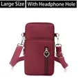 Deep red waterproof nylon mini crossbody phone bag with three layers and earphone hole - Large (With Headphone Jack) / Burgundy