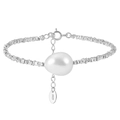 Detailed view of S925 sterling silver chain with baroque pearl and lobster clasp - Silver-Crush Pearl Style (GPB19-P)