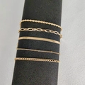 Set of 5 golden bohemian style minimalist metal bracelets with various chain designs - Style 3 Gold