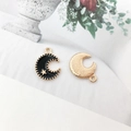 Cartoon crescent moon charms in black enamel and gold finish for DIY jewelry - Moon