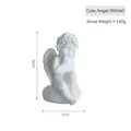 Cute white resin angel sculpture figurine with wings for desktop decoration 8cm height - White - Cute Angel