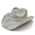Classic wide-brim woven cowboy hat with light grey textured finish and structured crown - M (56-58cm) / Light Grey Mixed (3)