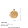 Irregular Octagonal Flower Embossed Pendant - Gold