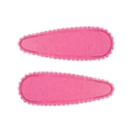 Detail of two pink fabric BB hair clips with scalloped edges and knitted texture - Pink Knitted Texture Style (3)