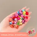 Set di 60 mini mollette colorate per capelli a forma di stella e fiore per bambine - 12# 20 Fagioli + 20 Stelle + 20 Piccoli Fiori (60 pezzi)