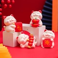 Set of 4 lucky cat ornaments in white and red for Lunar New Year home decor - 0118 Set of Fortune Cats