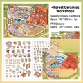 Forest Ceramic Workshop PET stickers set with landscape card for creative DIY journaling - Forest Pottery Workshop (Series 8)
