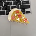 Pince à cheveux créative en forme de pizza avec garnitures sur base en acétate jaune - Pizza Jaune