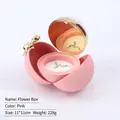 Pink spherical jewelry gift box with gold metal bow and inner mirror for rings - Gold Buckle Sphere Rose Ring Box / Pink