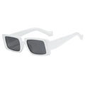Retro rectangle sunglasses with bold white frames and dark grey lenses in 45-degree view - C05 White Frame Grey Lens