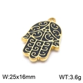 Hamsa-Hand-Anhänger in Gold und Schwarz mit Gravurdetails für DIY-Schmuckherstellung - Stil 1 Goldfarbe (KLJ7447-Z)