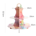 Alzatina per cupcake a 3 livelli acquerello per feste con dimensioni 18, 24 e 30 cm - Supporto per Torta Acquerello a 3 Livelli