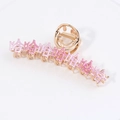 Pink gradient HaHaHa metal claw clip with gold finish and smiling face design - HS02591 Pink