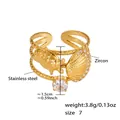 Gold multi-layer stainless steel ring with 5A zircon sea turtle and shell charms - Gold Shell Zircon (A287)
