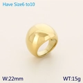 Polierter goldener 22 mm breiter Edelstahl-Kuppelring in den Größen 6 bis 10 - Poliertes Gold (KR111707-GC)
