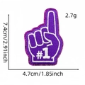 Purple embroidered number one gesture patch with glitter border for clothing DIY - Finger Patch 7 (Purple)
