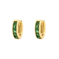 S925 silver gold-plated hoop earrings with five square green emerald gemstones - Style 2 / Gold (Style B)