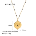 Collana in acciaio inossidabile dorato con ciondolo occhio malvagio e perline nere, 15x19mm - Occhio del Diavolo Oro (HF-X2262-Oro) / 18K/40+5cm