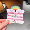 Three-piece acrylic beaded bracelet set for girls featuring unicorn and rainbow charms - 16# Bowtie Horse