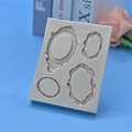 White silicone mold for vintage European relief frames used in DIY cake and fondant baking - 4-Hole European Relief Frame Style (2) / Light Gray