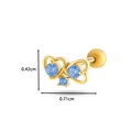 Gold double heart stud earring with blue zircons and screw ball back closure - 2# Gold (Double Heart Style)