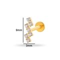 Titanium labret stud with gold plating and curved white zircon stones for cartilage piercing - Gold Curved Cluster (T2506-7# Gold)