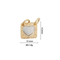 18k gold plated hammered square pendant with silver heart and top dual loops - DZ-1140-Gold Edge Silver Heart