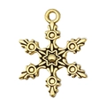 Antique gold snowflake charm pendant in vintage metal finish for DIY jewelry making - 1pc Large Snowflake 18x23mm