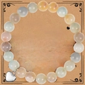 Détail macro du bracelet en perles de pierre naturelle avec breloque cœur et carte cadeau - Bracelet en Amazonite