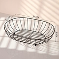 Oval black iron wire fruit basket with ball feet, size 33.5x23.5x8.5 cm for home storage - Large / Black