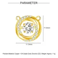 Detail view of 11.5mm gold plated spiral pendant with sparkling cubic zirconia stone - Gold Double Halo Style (YE005-2)