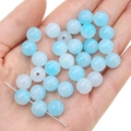 Hellblaue und weiße Acrylperlen auf einer Nadel für DIY-Schmuckherstellung - 8mm/50Stk/13g / Blau-Serie