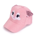 Berretto da baseball rosa per bambina con orecchie di gatto con paillettes - Rosa scuro