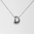 Minimalist silver polished bean pendant necklace in stainless steel with cross chain - Silver-Letter D