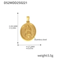 18K gold plated stainless steel oval Virgin Mary pendant with detailed engraving - Our Lady of Guadalupe Oval Style (D52)