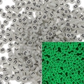 Luminous flat round acrylic alphabet beads for DIY jewelry making in glow green - Letter Glow Translucent & Black