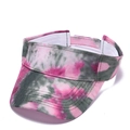 Detail of colorful tie-dye sun visor hat showing adjustable velcro strap and fabric texture - Adjustable / Rose Red