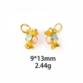 Detailed view of 9x13mm gold-plated fish charms with colorful enamel eyes and dimensions - No.1 Fish Shape