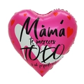 Pink heart foil balloon with Spanish text for Mother's Day party decoration - 18 Inch Pink Heart Message Heart Mom You Deserve Best (TX090)